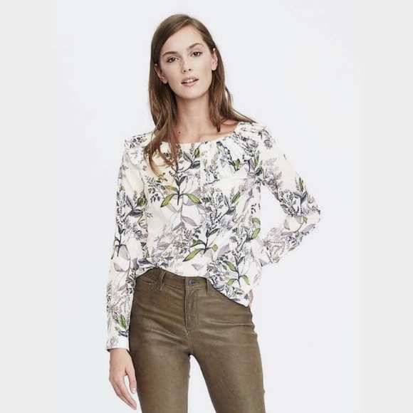 Banana Republic Tops - NWOT Banana Republic Floral Asymmetric Pleated Top